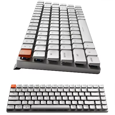 Modern Sleek Computer Keyboard Design With Silver Body Orange Function Key And Comfortable Key Layout 3d model