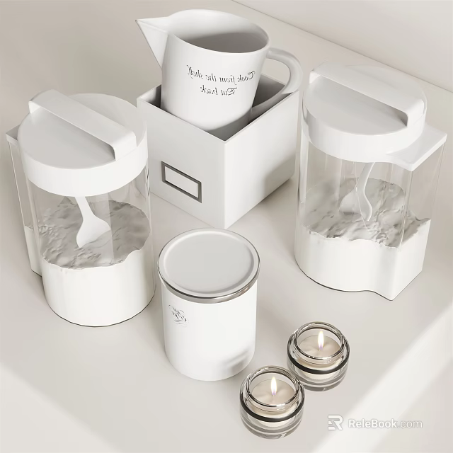 White Kitchen Storage Containers With Transparent Lids And Modern Design 3d model 