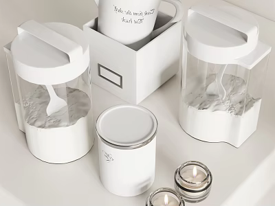 White Kitchen Storage Containers With Transparent Lids And Modern Design 3d model