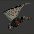 Red Haired Warrior Character In Decorative Armor With Patterned Cape And Outstretched Arms