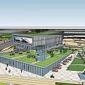 Modern Sales Office Building With Green Landscape Open Plaza And Architectural Design