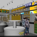 Jinbei Kids Specialty Store With Yellow White Interior Toys Display Counters And Shopping Customers