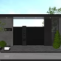 Modern Elegant Building Exterior Wall With Metal Gate And Stone Finish