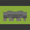Terraced Building With Gray Roof Stone Brick Walls And Multiple Entrance Steps