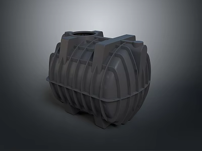 Black Plastic Water Storage Tank With Sealed Design And Ribbed Surface 3d model
