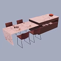 Modern Dining Table and Chair Combination 3d model