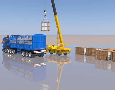 Modern truck unloading glass 3d model