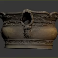 Traditional Decorative Brass Container with Dragon Head Handle and Intricate Carved Patterns