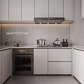 Modern Kitchen With White Cabinets Stove Oven Range Hood And Appliances