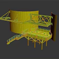Colorful Steel Structure Design With Staircase Platform Support Columns And Framed Panels