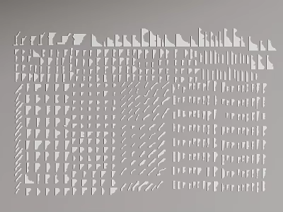 Various Gypsum Molding Shapes With Geometric Designs And Multiple Styles Arranged In Orderly 3d model