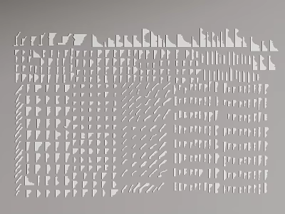 Various Gypsum Molding Shapes With Geometric Designs And Multiple Styles Arranged In Orderly 3d model