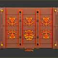 Ornate Red And Gold Treasure Chest With Carved Decorations And Metal Lock