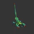 Colorful Green Blue Scorpion With Orange Tail And Claws In Detailed Design