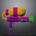 Colorful Toy Water Gun Design With Pink Handle Yellow Tank Green Nozzle And Flower Patterns