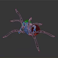 3D Rendered Spider Model With Detailed Black Legs And Red Segmented Body On Gray Background
