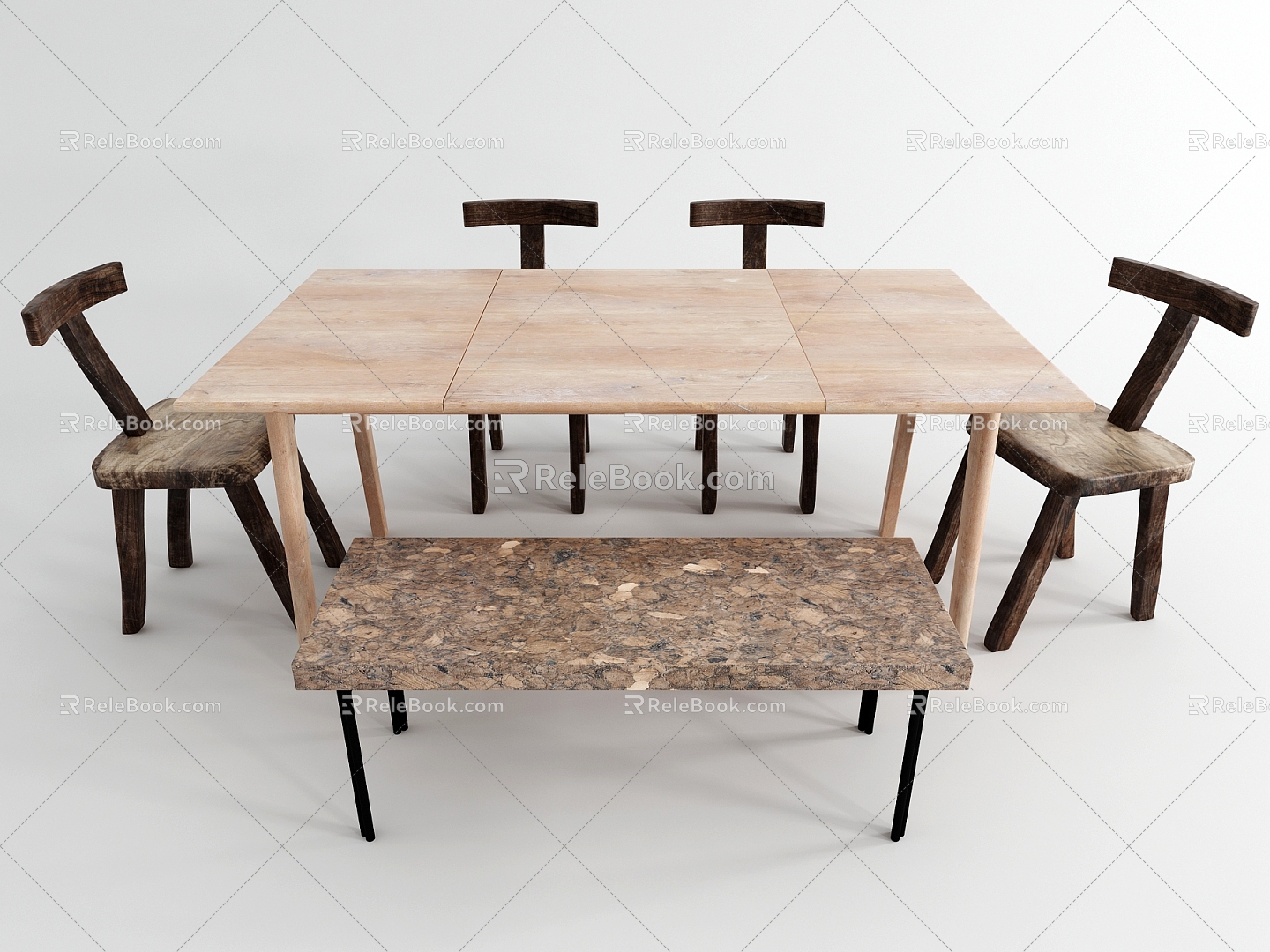 Table and Chair Combination 3d model