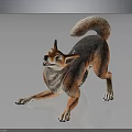 Cartoon Dog With Orange And White Fur In Playful Stance And Curled Tail