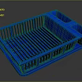 Blue Plastic Kitchen Dish Drying Rack With Divided Compartments And Tray