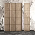 Modern Woven Room Divider with Metal Frame and Natural Fiber Panels for Interior Space Separation