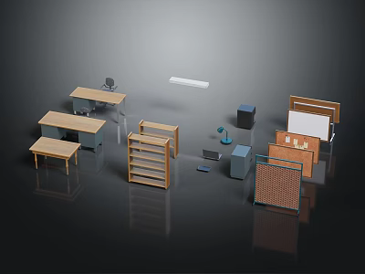 Modern Furniture Collection Featuring Tables Bookshelves Cabinets And Chairs 3d model