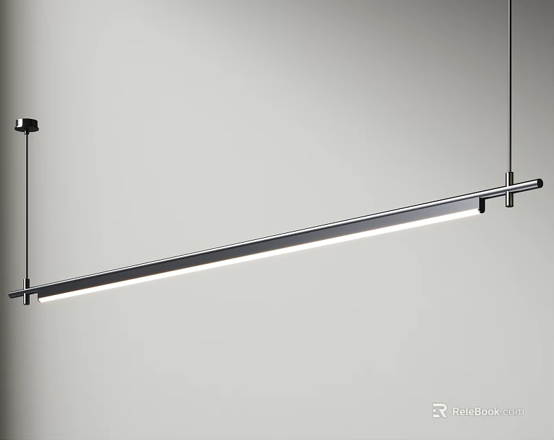 Modern Minimalist Linear Pendant Light With Sleek Metal Design And Warm Illumination 3d model 