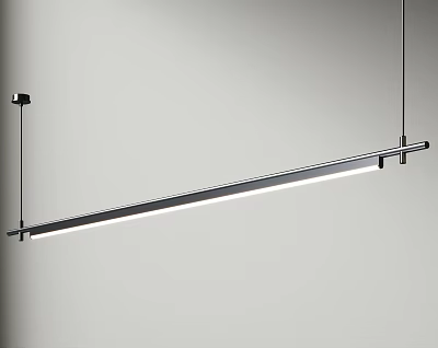Modern Minimalist Linear Pendant Light With Sleek Metal Design And Warm Illumination 3d model