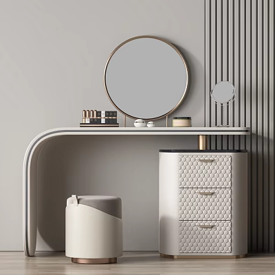 Light Luxury Dressing Table Dressing Table Stool Combination 3d model