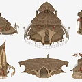 Traditional Tribal Style Thatched Roof Houses With Various Architectural Designs And Shapes