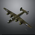 Vintage Space Exploration Aircraft Model with Green Fuselage Four Propellers and White Star Wing Markings