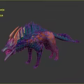 Colorful Fantasy Creature Character With Horns Spiked Back And Sharp Fangs 3d model