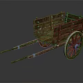 Vintage Wooden Cart With Traditional Rustic Wheels Long Wooden Shafts And Planks