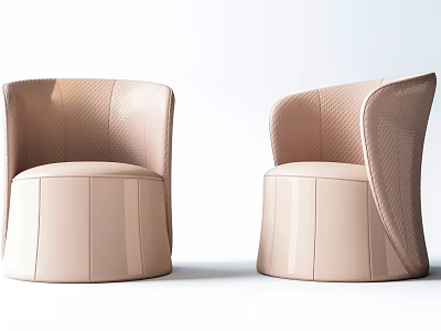 Modern Light Pink Leather Accent Chair With Curved Back And Quilted Surface Design 3d model