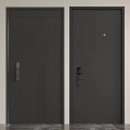 Modern Black Security Doors With Textured Surface And Secure Lock Design 3d model