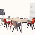 Modern Meeting Table and Chair Office Meeting Discussion Table and Chair Combination 3d model