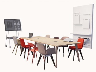 Modern Meeting Table and Chair Office Meeting Discussion Table and Chair Combination 3d model