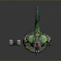 Muscular Green Skinned Fantasy Game Character With Hammer Weapon And Stone Base