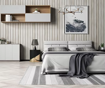 Modern background double bed 3d model