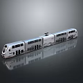 Modern Silver Train with Multiple Carriages Sleek Surface Windows Doors and Reflection on Black Background 3d model