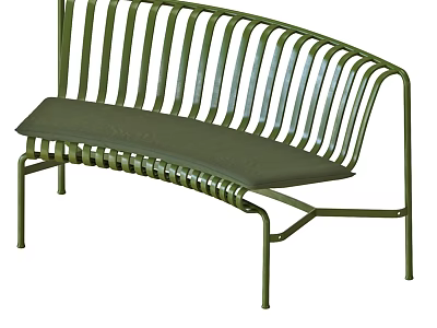 Green Two Seater Sofa With Metal Frame Slatted Back And Comfortable Cushion 3d model