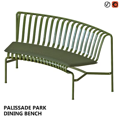 Green Two Seater Sofa With Metal Frame Slatted Back And Comfortable Cushion 3d model