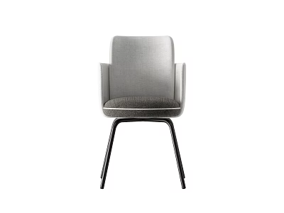 Modern Gray Fabric Accent Chair With Armrests And Black Metal Legs 3d model