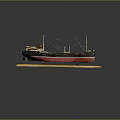 Vintage Ship Model With Wooden Base Masts And Detailed Deck Design