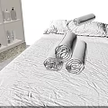 Soothing SPA Room Interior With Massage Table White Sheets Green Plant And Shaggy Rug