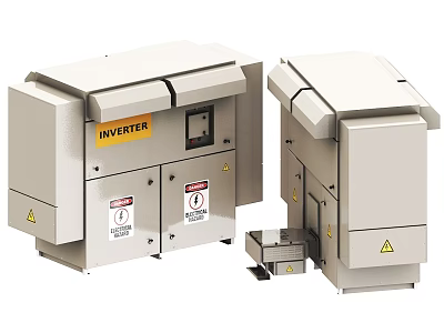 Industrial Inverter Equipment Featuring Control Panel Warning Labels And Functional Design 3d model