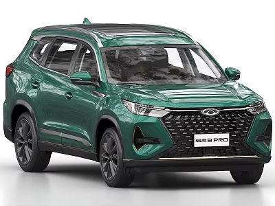 Chery Tiggo Pro Green SUV With Modern Front Grille And Black Alloy Wheels 3d model