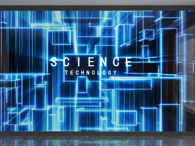 Hi Tech Culture Wall With Science Technology And Blue Lines 3d model