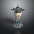 Traditional Decorative Ornament With Pagoda Style Top And Colorful Intricate Patterns