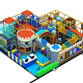 Indoor Playground Equipment With Castle Themed Slides Ball Pit And Climbing Nets