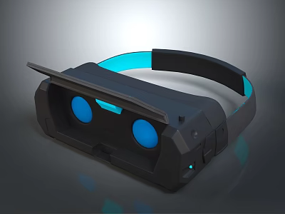 Modern VR Headset Device With Black Frame And Blue Accents 3d model